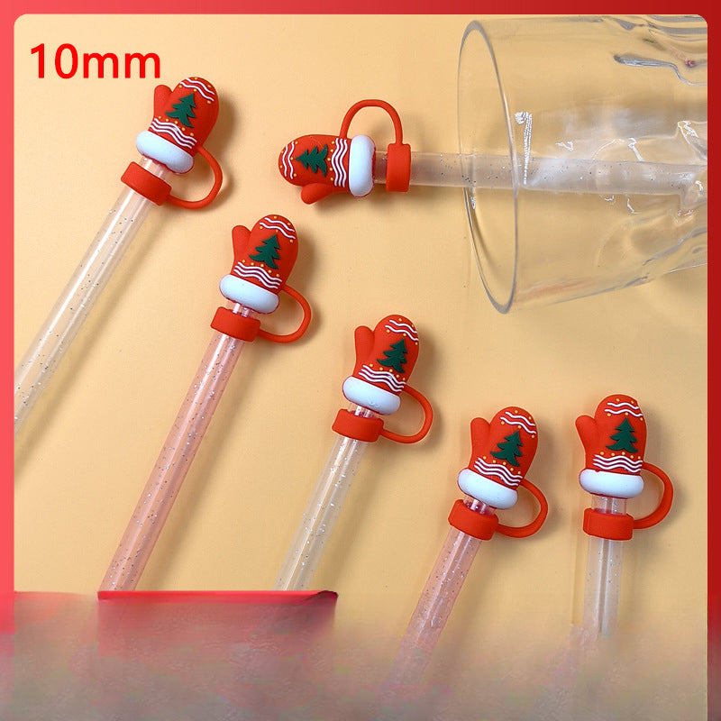 Wholesale 10pcs New Water Cup Accessories Christmas Silicone Straw Cover Dust Stopper