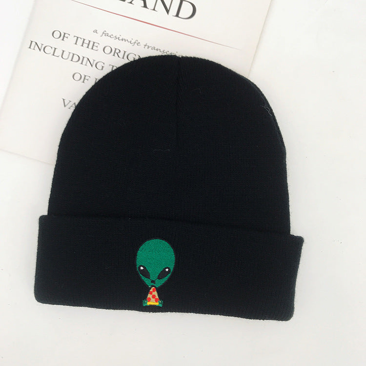 Wholesale Cartoon Alien Embroidered Knitted Hats, Warm Polyester Wool Hats