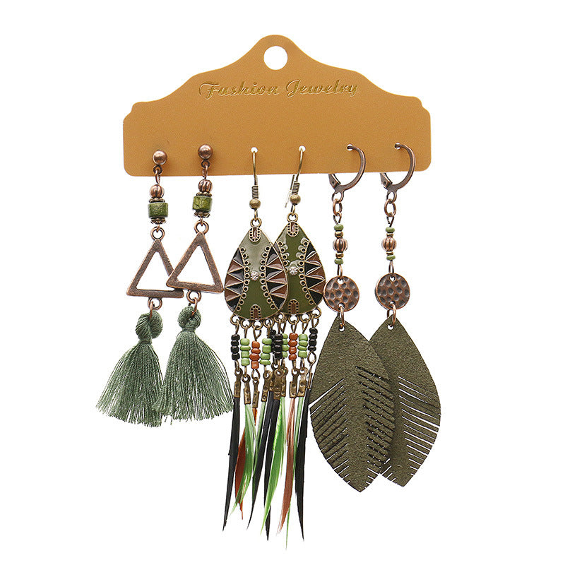 Wholesale Multi-piece Set Boho Tassel Flower Earrings