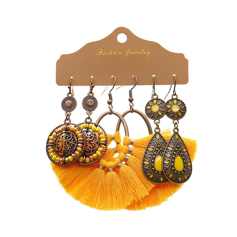 Wholesale Multi-piece Set Boho Tassel Flower Earrings