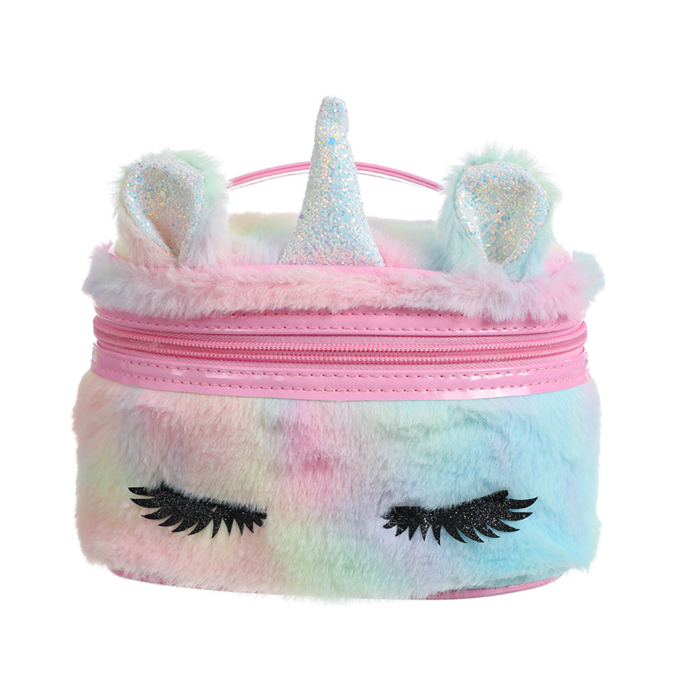 Wholesale Cartoon Big Eyes Unicorn Embroidered Plush Cute Storage Bag