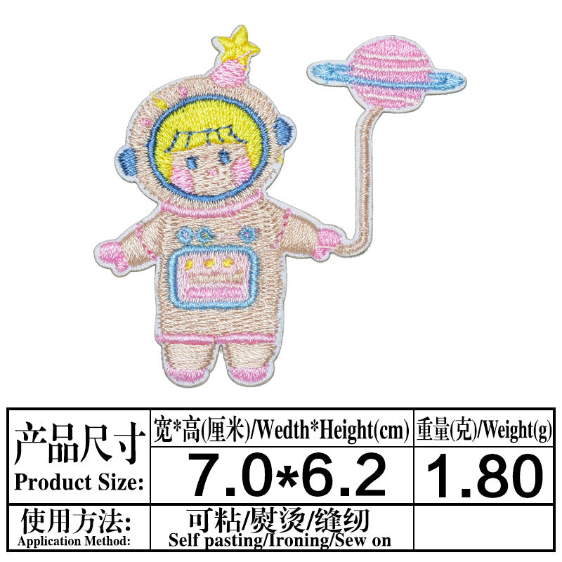 Wholesale Self Adhesive Embroidered Cloth Patches Astronaut Heart Pegasus Design DIY Decor For Clothing Bags Shoes
