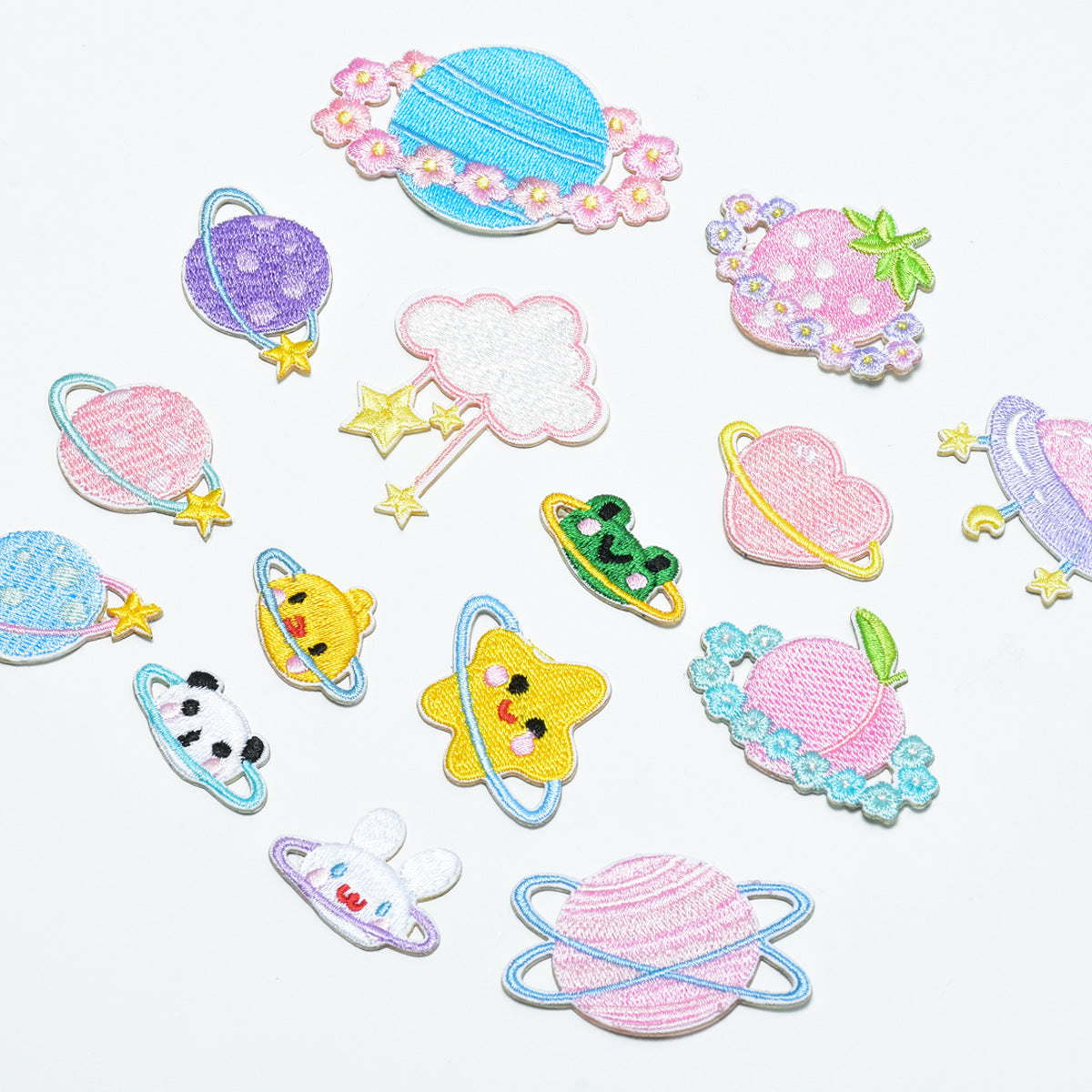 Wholesale Self Adhesive Cloth Embroidered Patches Macaron Cartoon Astronaut Animal Design For Clothing Bags Shoes Decorative Craft Supply