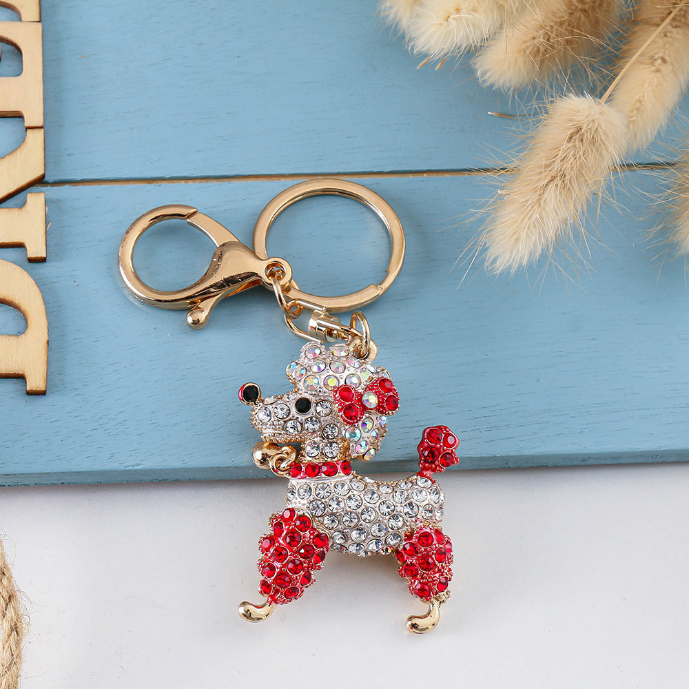 Wholesale Colorful Diamond Inlaid Cute Puppy Creative Metal Keychain