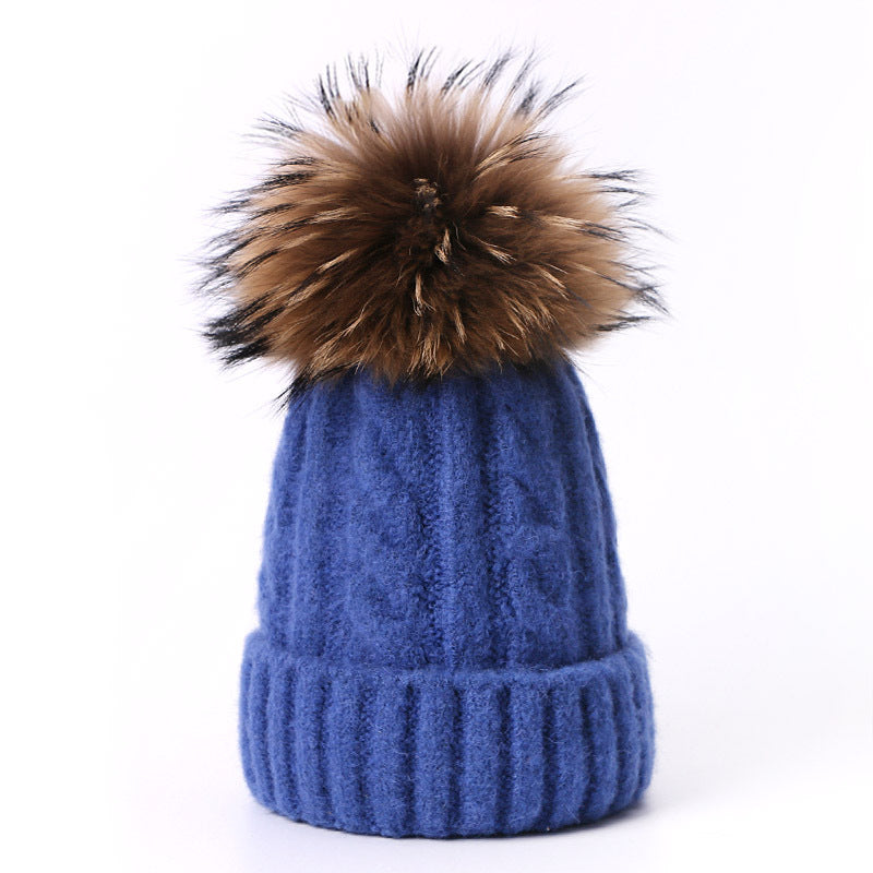Wholesale Solid Color Thick Warm Wool Cable Knitted Hat