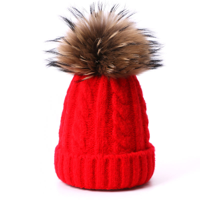Wholesale Solid Color Thick Warm Wool Cable Knitted Hat