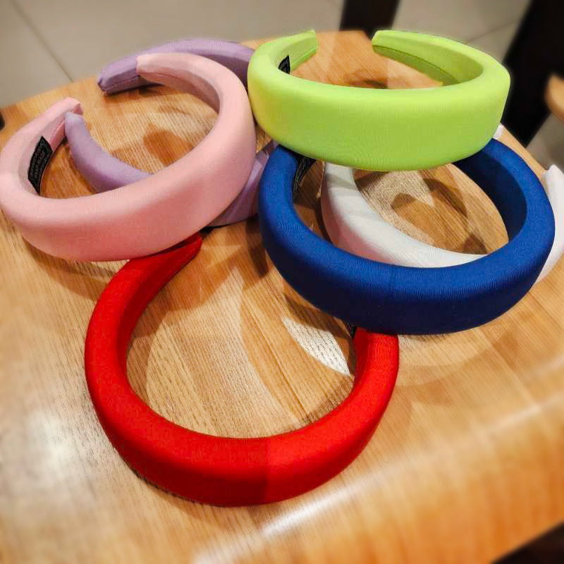 Wholesale Style Candy Color Sponge Flat Wide Edge Milk Silk Headband