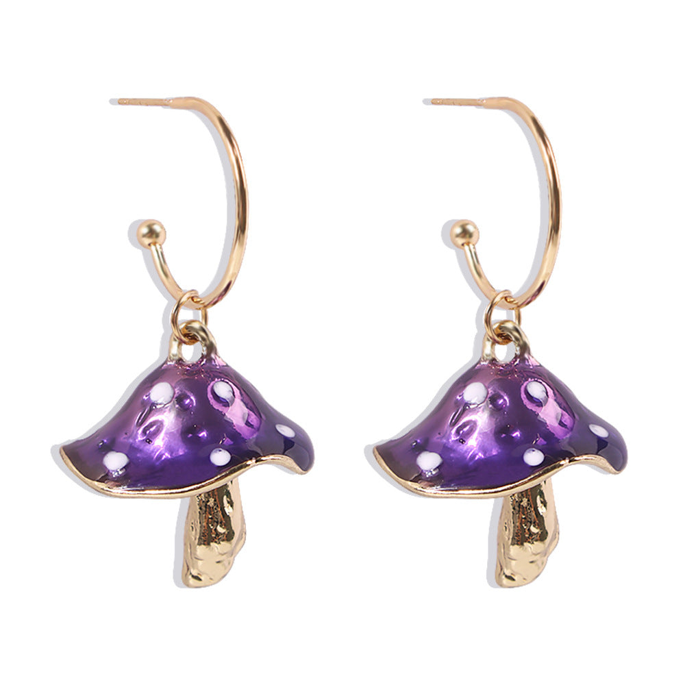 Wholesale Dreamy Cute Little Mushroom Oil Drop Earrings