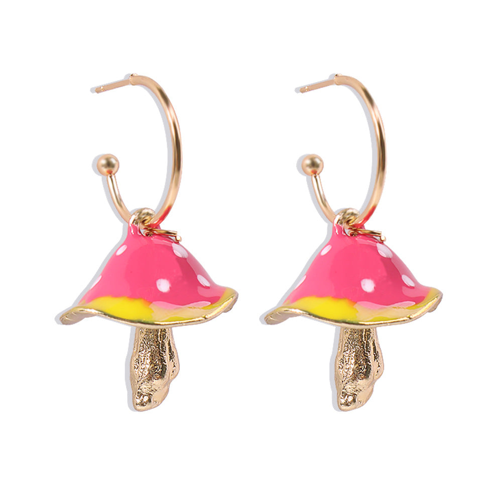 Wholesale Dreamy Cute Little Mushroom Oil Drop Earrings