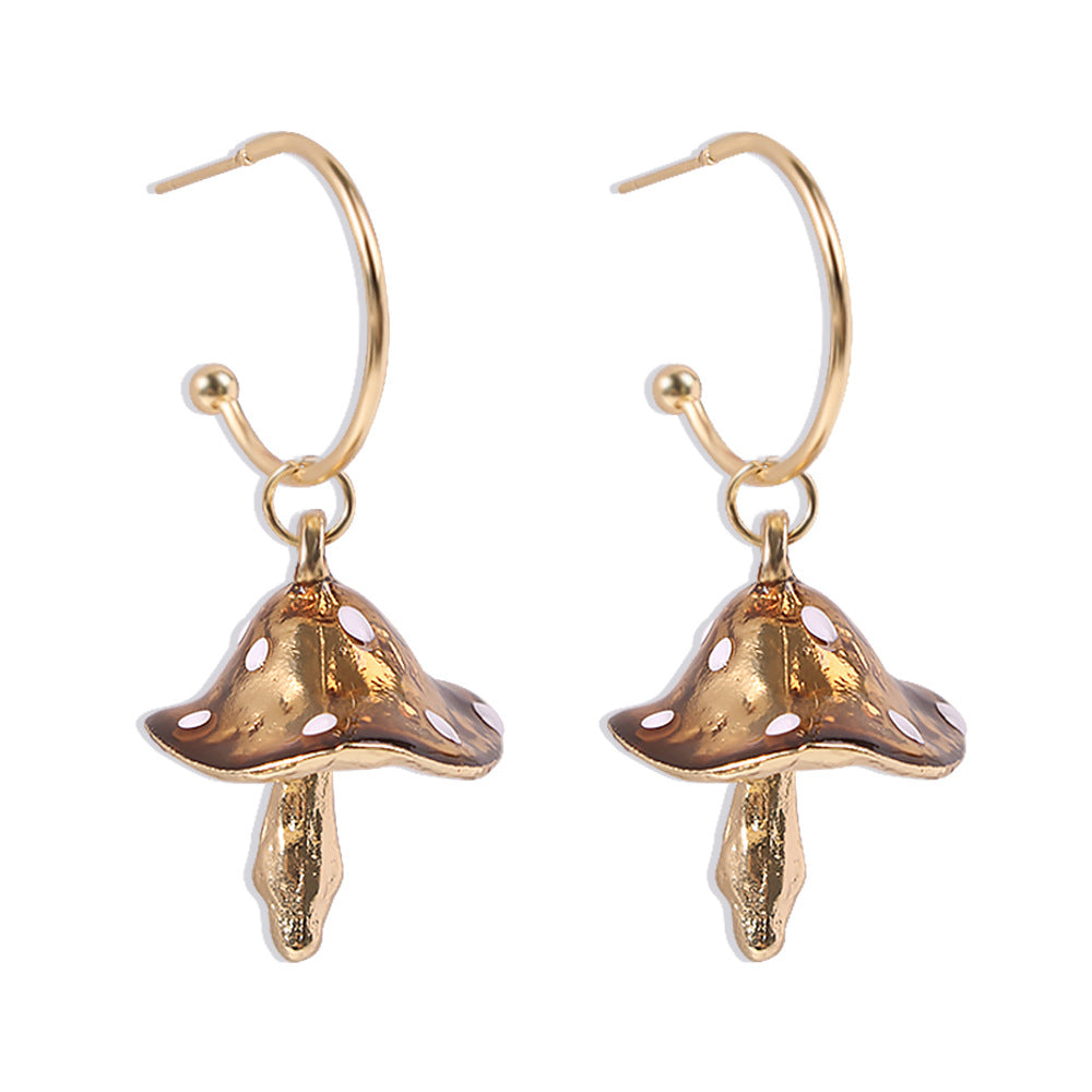 Wholesale Dreamy Cute Little Mushroom Oil Drop Earrings