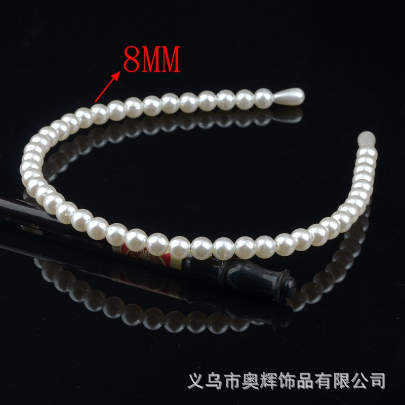 Wholesale Hand-woven imitation pearl headband wrapped headband bridal hair accessories crown bow versatile hairpin female