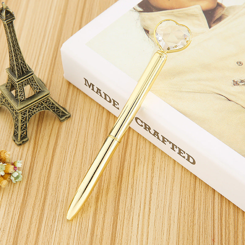 Wholesale New Love Diamond Pen Heart Shaped Large Diamond Pen Large Diamond Pen Metal Ballpoint Pen
