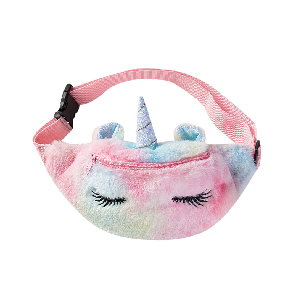 Wholesale Plush Fanny Bag Unicorn Kids Eyelash Shoulder Bag