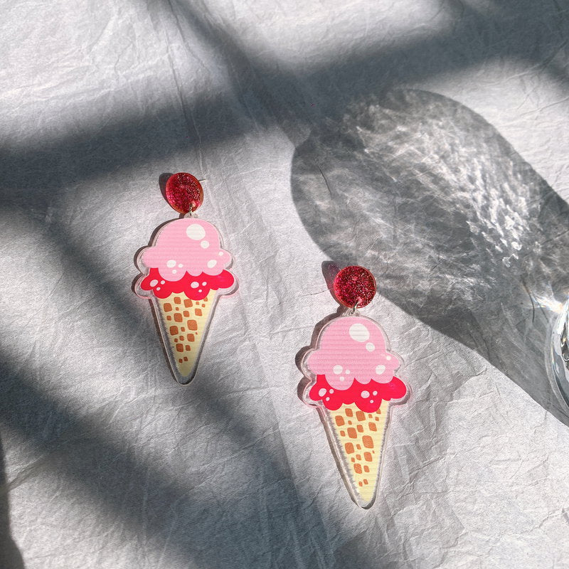 Wholesale Valentine's Day Sweet Cone, French Fries, Love Acrylic Earrings