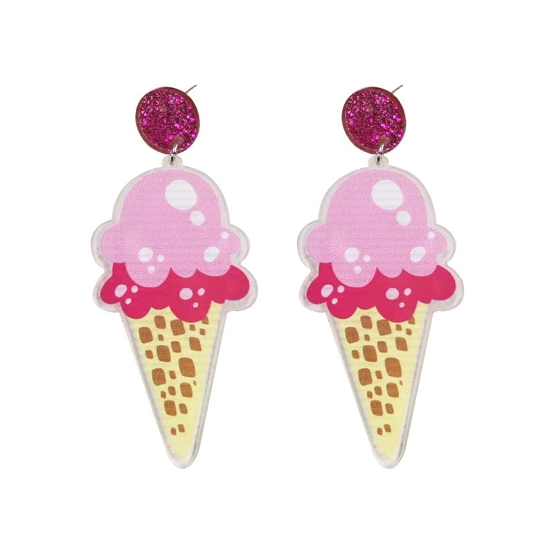 Wholesale Valentine's Day Sweet Cone, French Fries, Love Acrylic Earrings