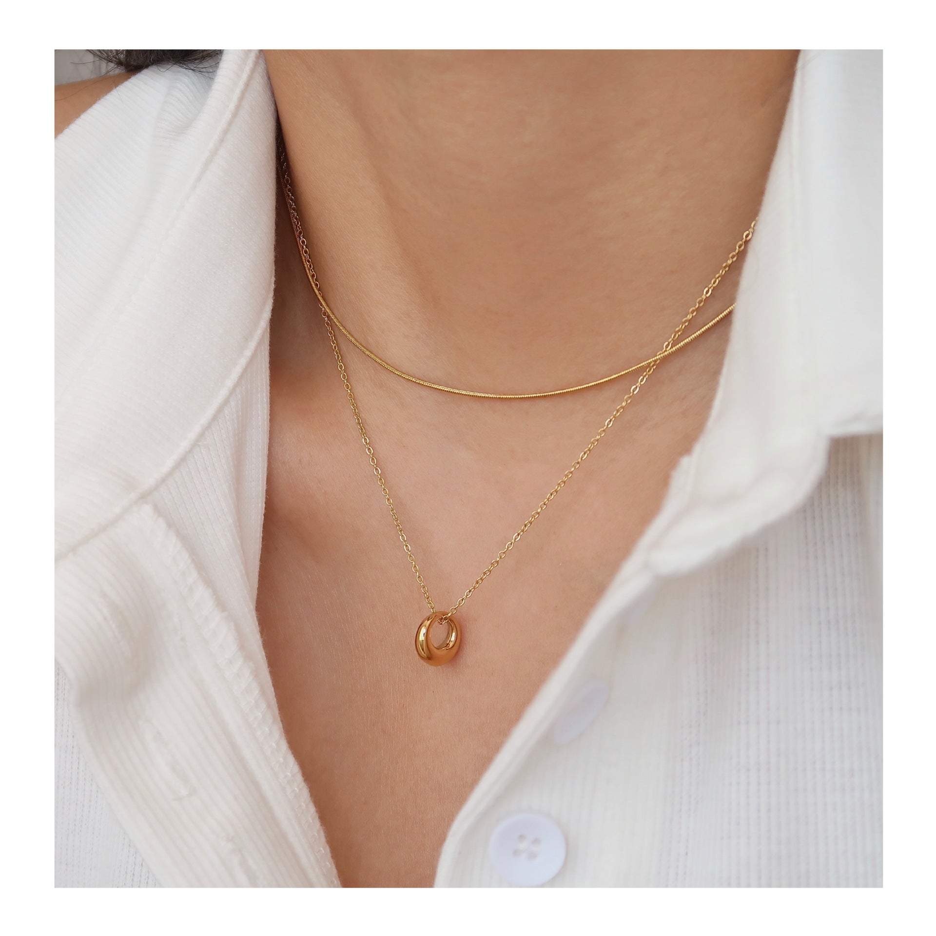 Wholesale Titanium Steel Plated 18K Gold Fine Square Snake Chain Necklace