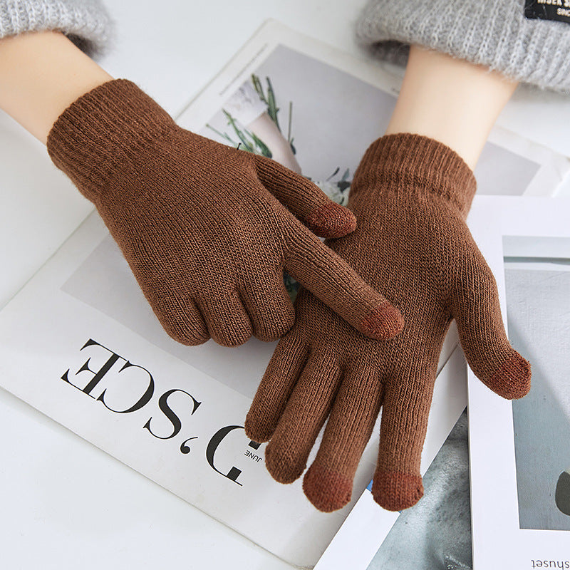 Wholesale Winter Solid Colors Acrylic Velvet Thickened Touch Screen Gloves