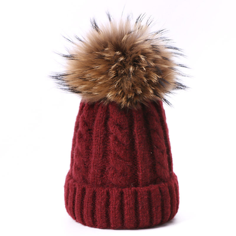 Wholesale Solid Color Thick Warm Wool Cable Knitted Hat