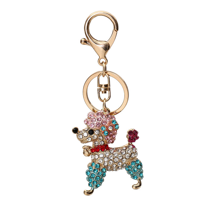 Wholesale Colorful Diamond Inlaid Cute Puppy Creative Metal Keychain