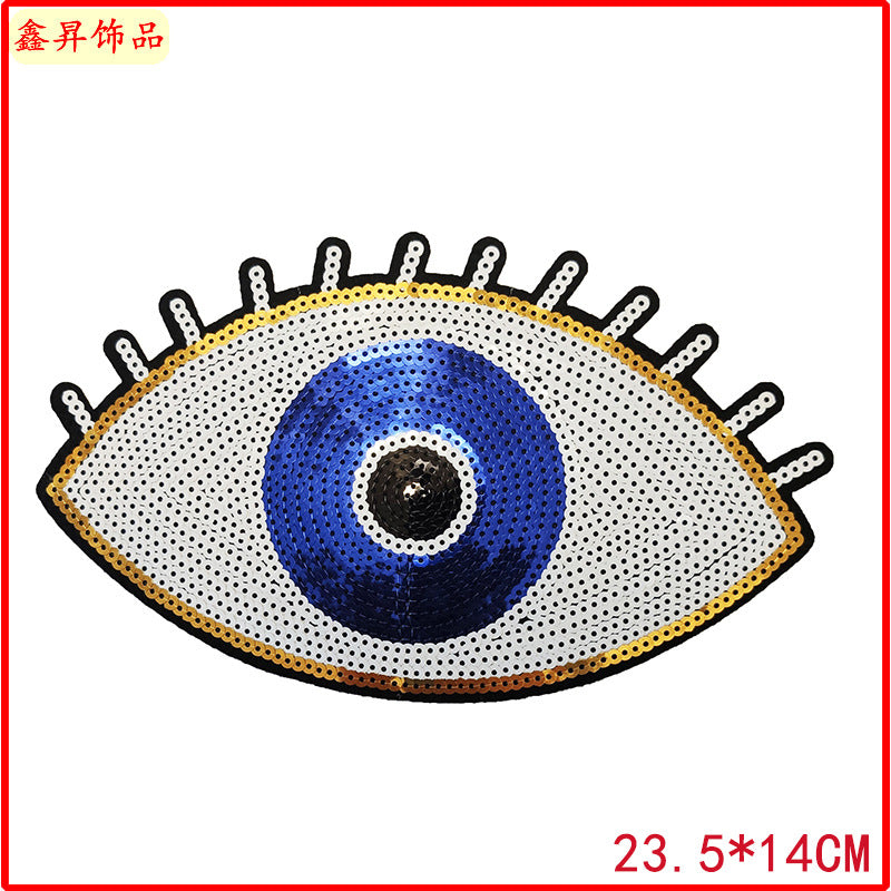Wholesale 10pcs Fashion Clothing Accessories Bead Embroidery Heart Eye Mouth Glitter Patches FS