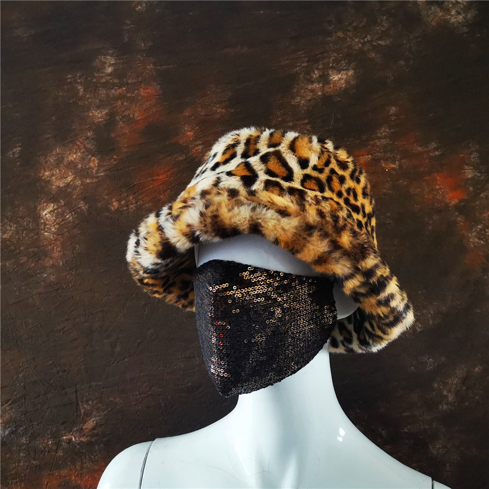 Wholesale Color Leopard Print Warm Fisherman Hats
