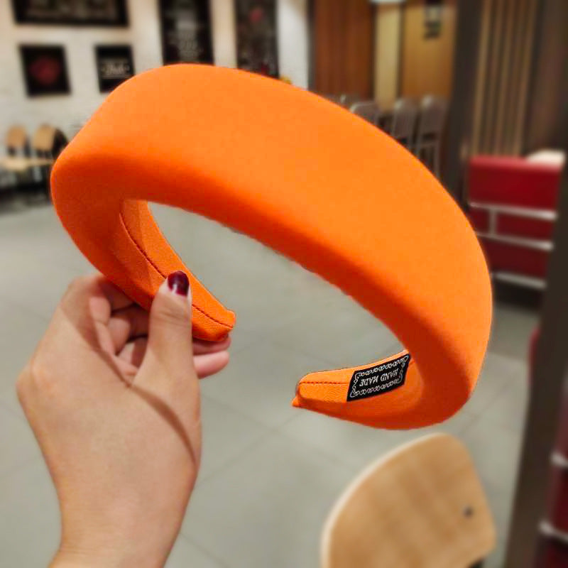 Wholesale Style Candy Color Sponge Flat Wide Edge Milk Silk Headband