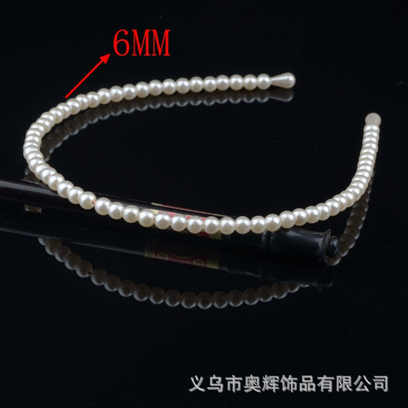 Wholesale Hand-woven imitation pearl headband wrapped headband bridal hair accessories crown bow versatile hairpin female