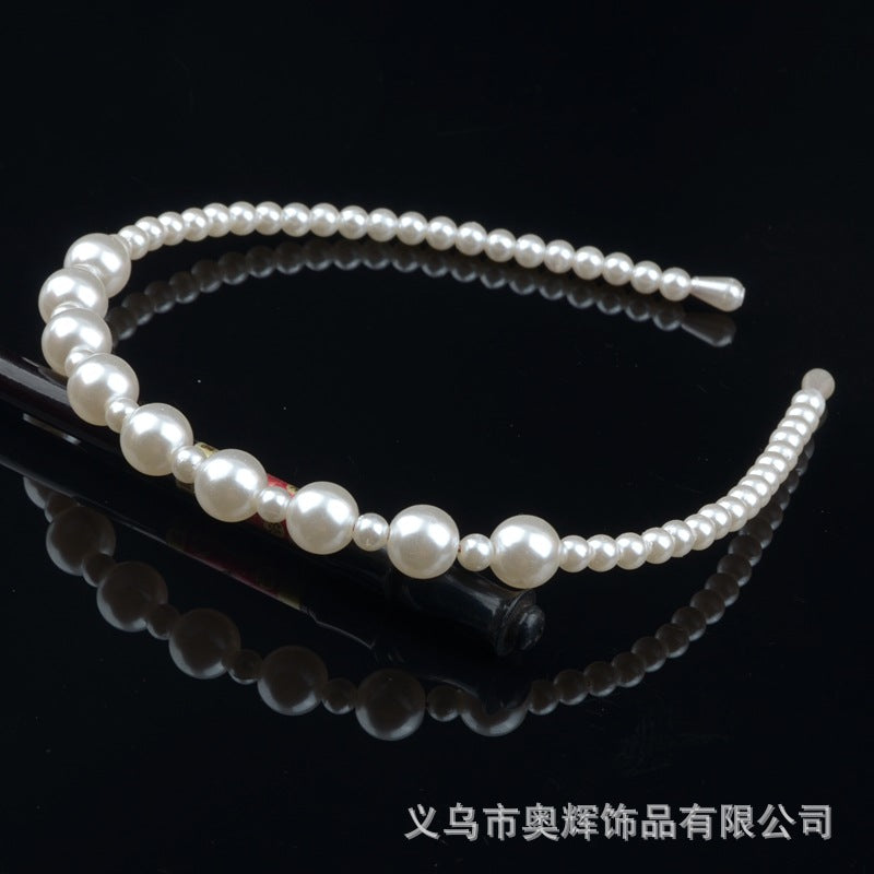 Wholesale Hand-woven imitation pearl headband wrapped headband bridal hair accessories crown bow versatile hairpin female