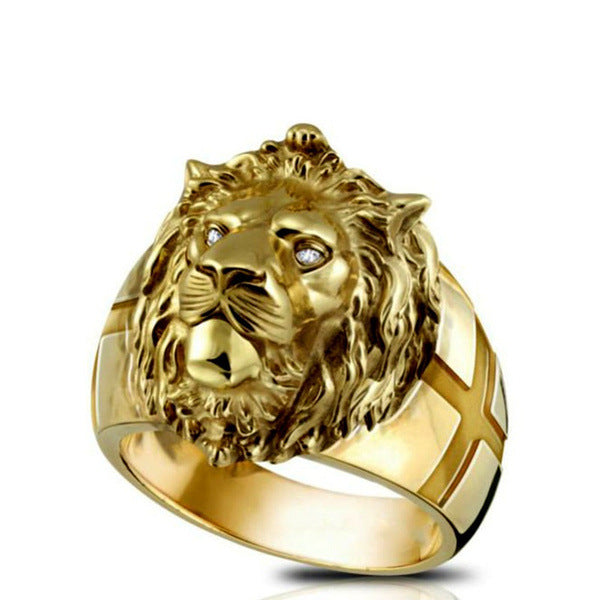 Wholesale Gold Lion Head Metal Rings