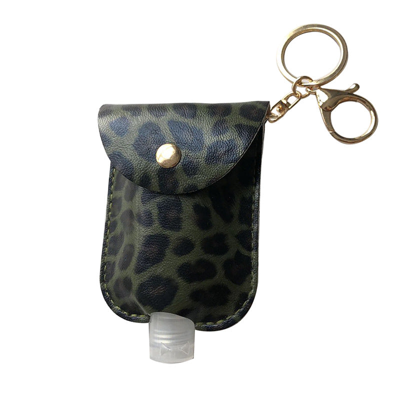 Wholesale Hand Sanitizer Bottle Leather Case Leopard Print Leather Case Keychain