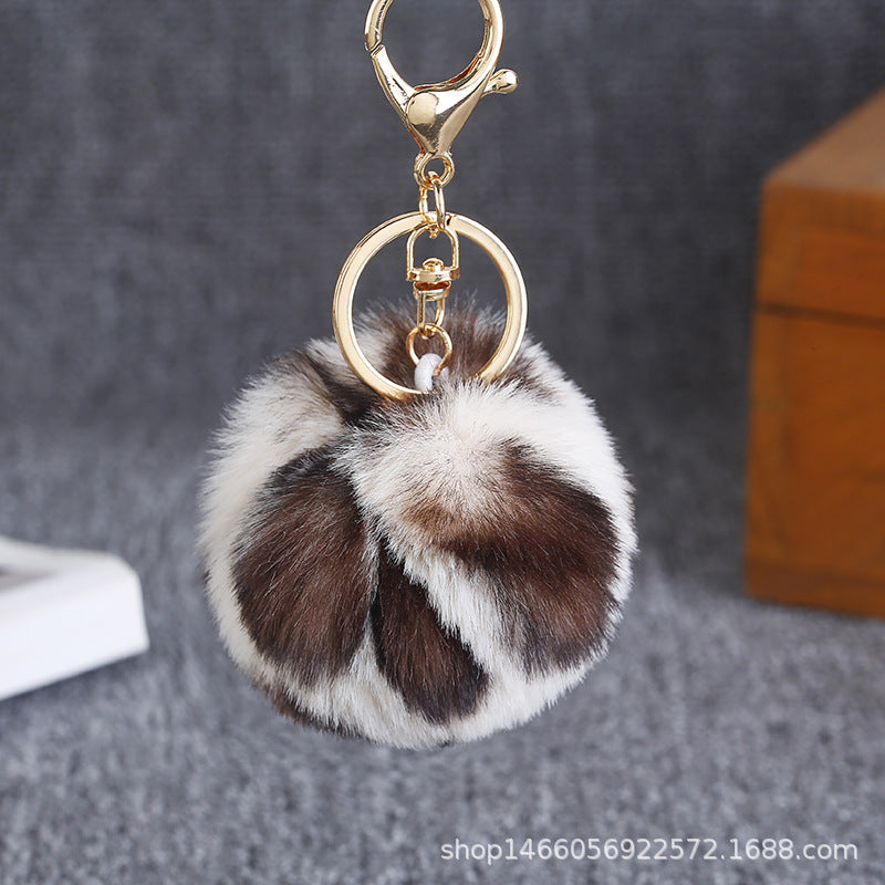 Wholesale Leopard Print Plush Ball Keychain