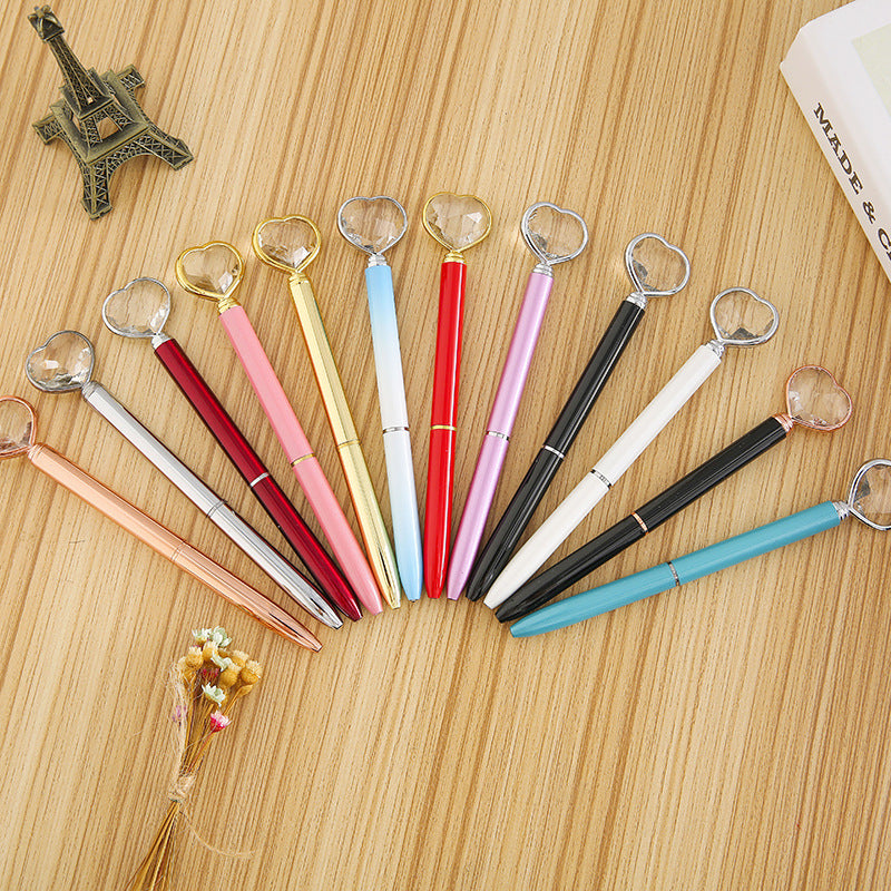Wholesale New Love Diamond Pen Heart Shaped Large Diamond Pen Large Diamond Pen Metal Ballpoint Pen