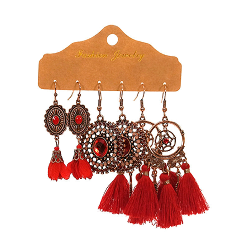 Wholesale Multi-piece Set Boho Tassel Flower Earrings