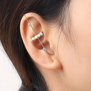 Wholesale small daisy flower rear hanging alloy earrings