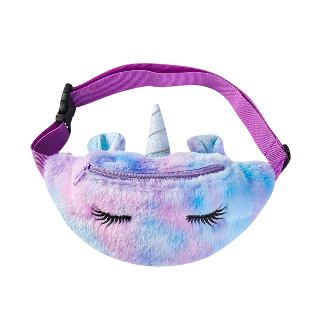 Wholesale Plush Fanny Bag Unicorn Kids Eyelash Shoulder Bag