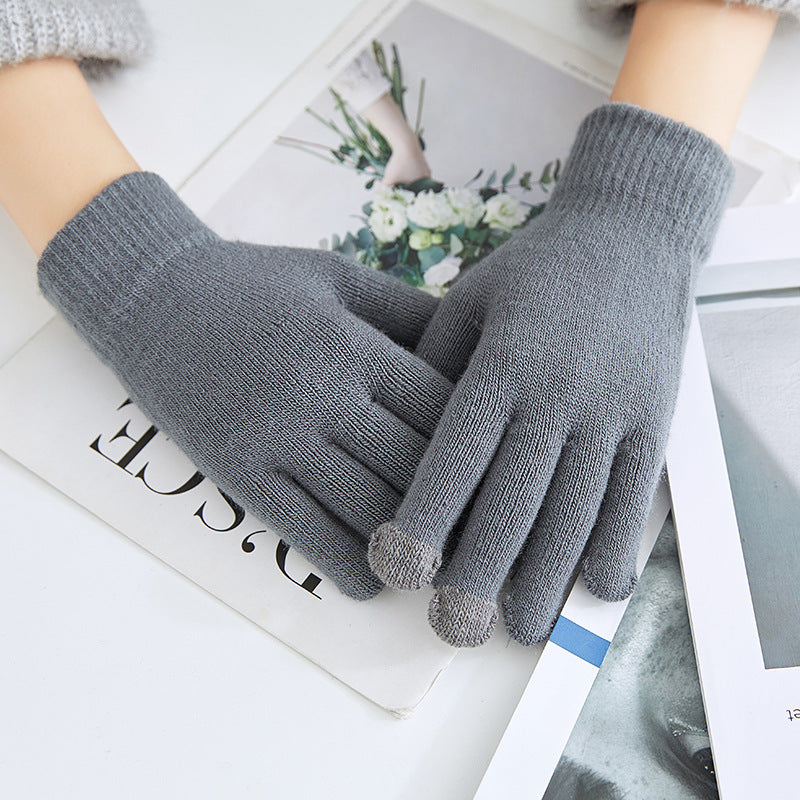 Wholesale Winter Solid Colors Acrylic Velvet Thickened Touch Screen Gloves