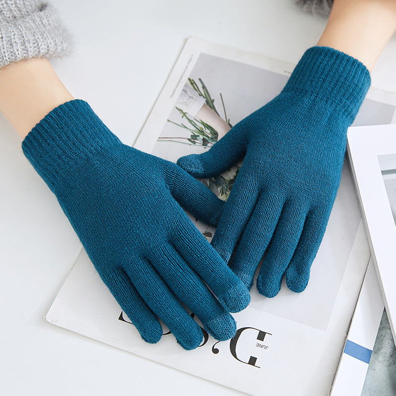 Wholesale Winter Solid Colors Acrylic Velvet Thickened Touch Screen Gloves
