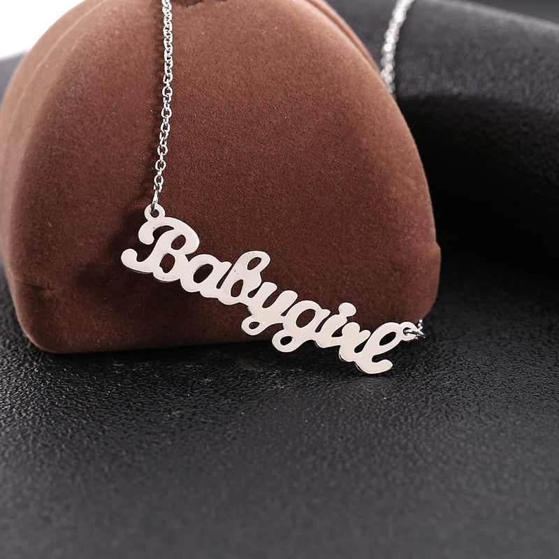 Wholesale Stainless steel  hot-selling jewelry water wave chain creative Babygirl English letter necklace