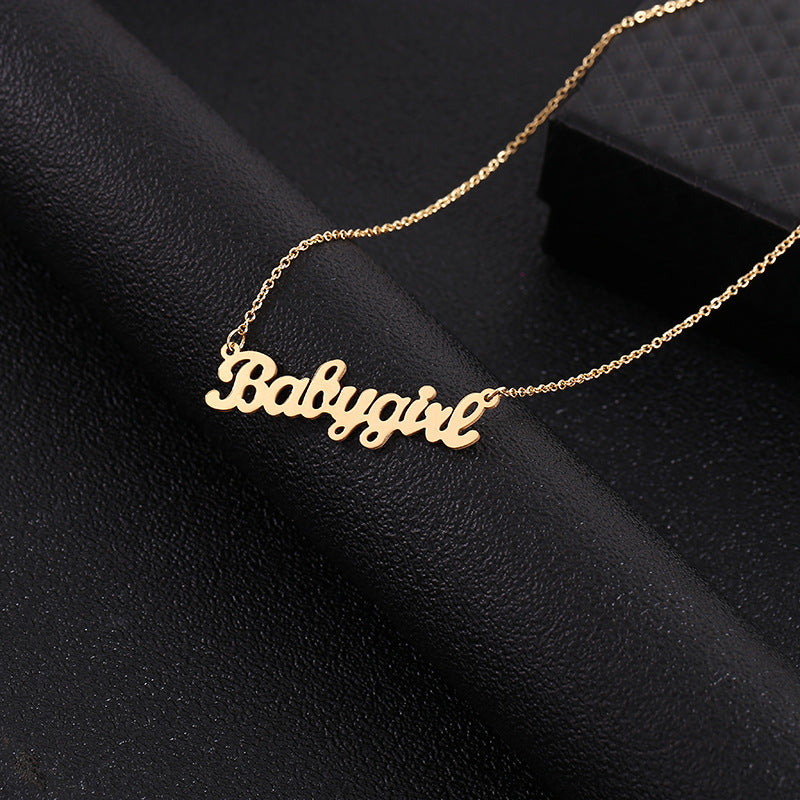 Wholesale Stainless steel  hot-selling jewelry water wave chain creative Babygirl English letter necklace