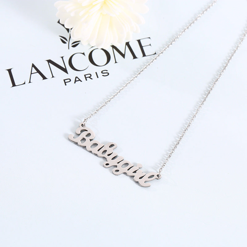 Wholesale Stainless steel  hot-selling jewelry water wave chain creative Babygirl English letter necklace