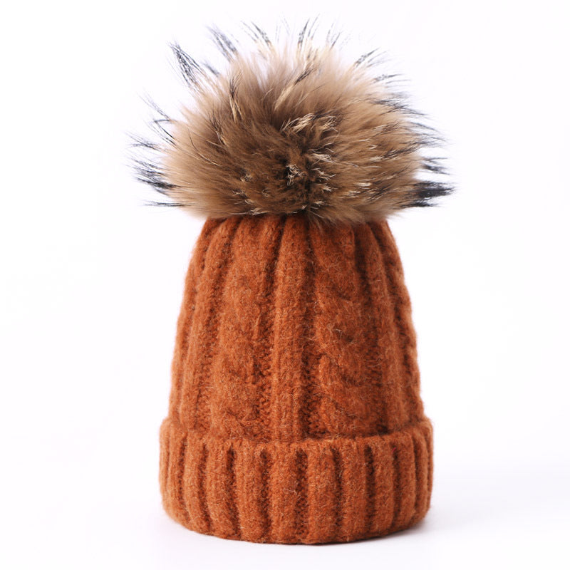 Wholesale Solid Color Thick Warm Wool Cable Knitted Hat