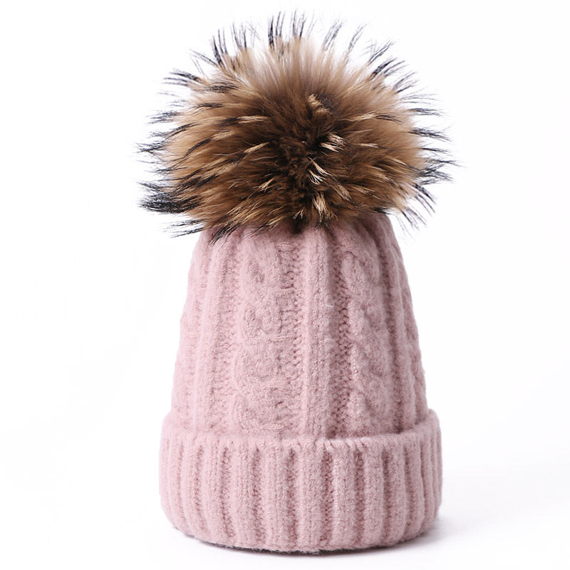 Wholesale Solid Color Thick Warm Wool Cable Knitted Hat