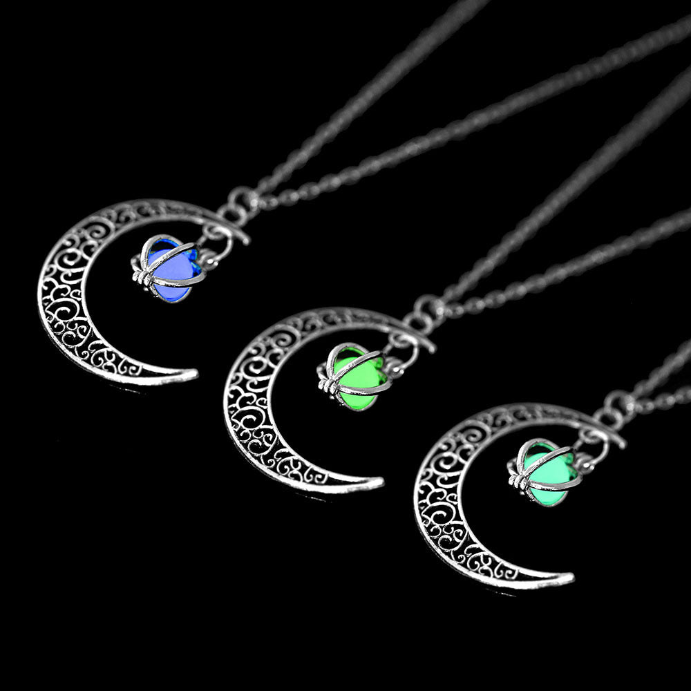 Wholesale Glowing Moon Pumpkin Necklace  Alloy Clavicle Chain