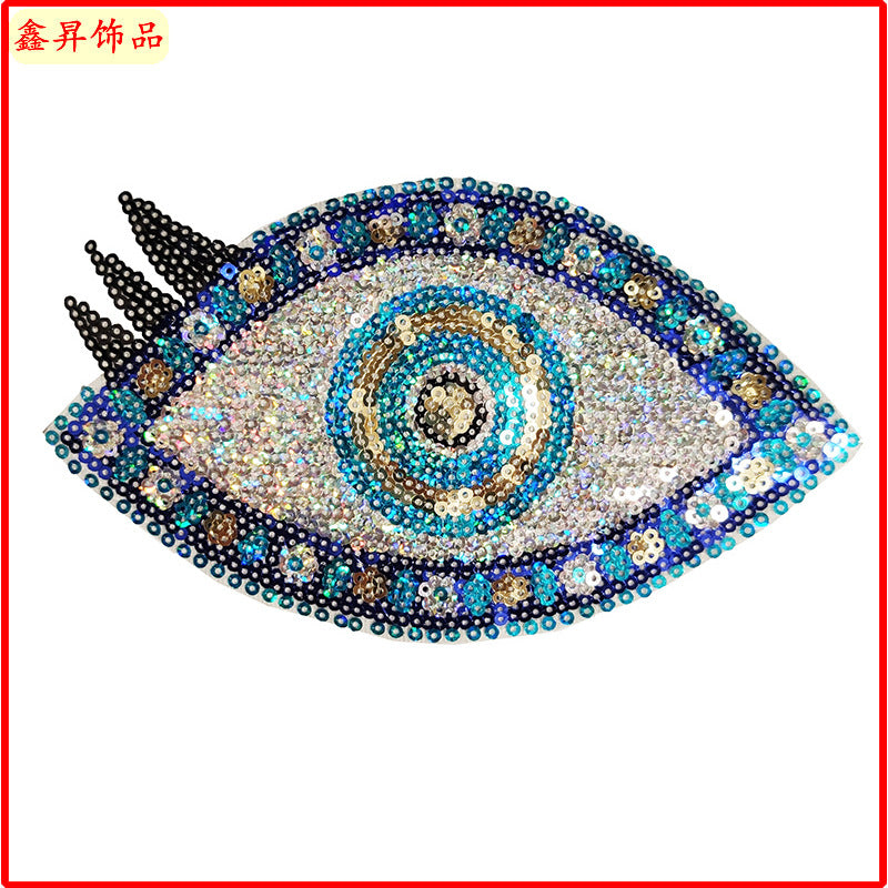 Wholesale 10pcs Fashion Clothing Accessories Bead Embroidery Heart Eye Mouth Glitter Patches FS