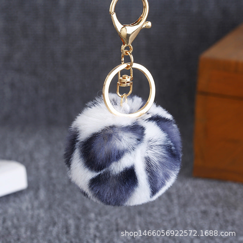 Wholesale Leopard Print Plush Ball Keychain