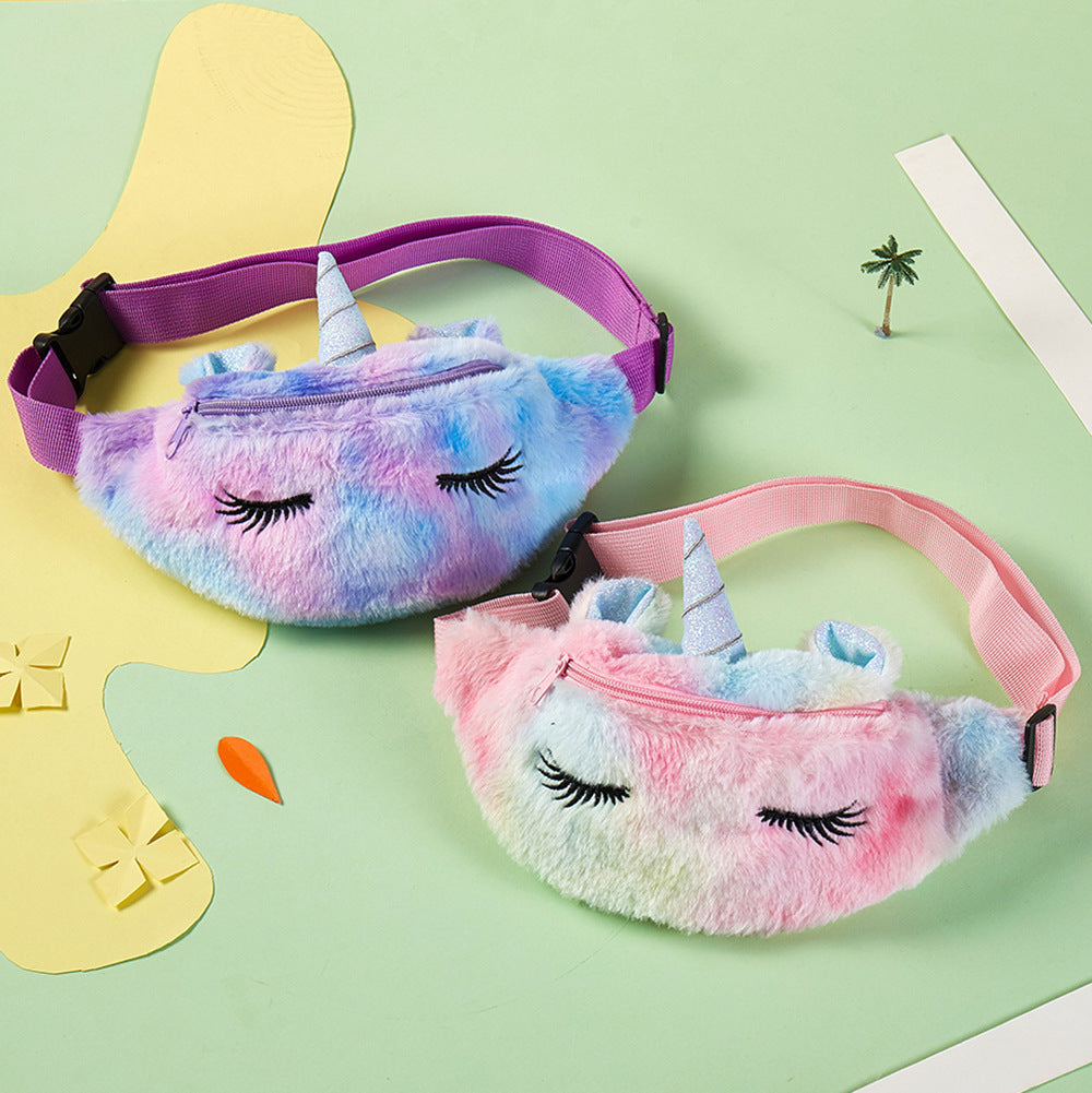 Wholesale Plush Fanny Bag Unicorn Kids Eyelash Shoulder Bag