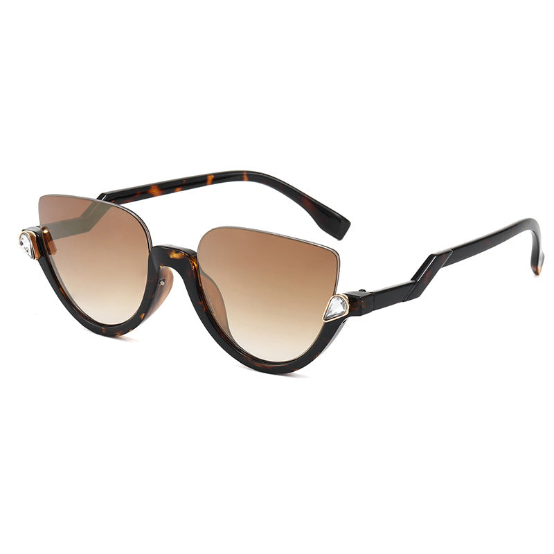 Wholesale PC Diamond Half Frame Retro Sunglasses