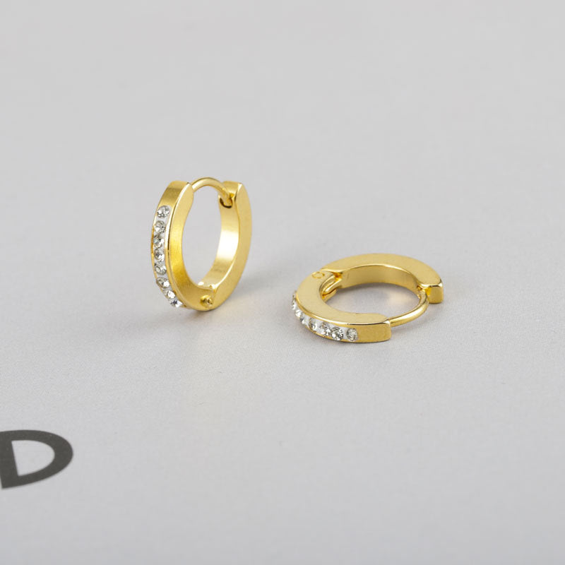 Wholesale Round Stainless Steel Micro Diamond Titanium Steel Earrings