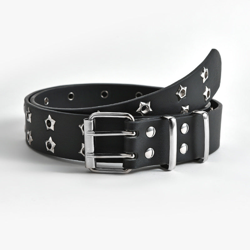 Wholesale Hollow Punk Casual Star Air Eye Decoration Double Row Belt