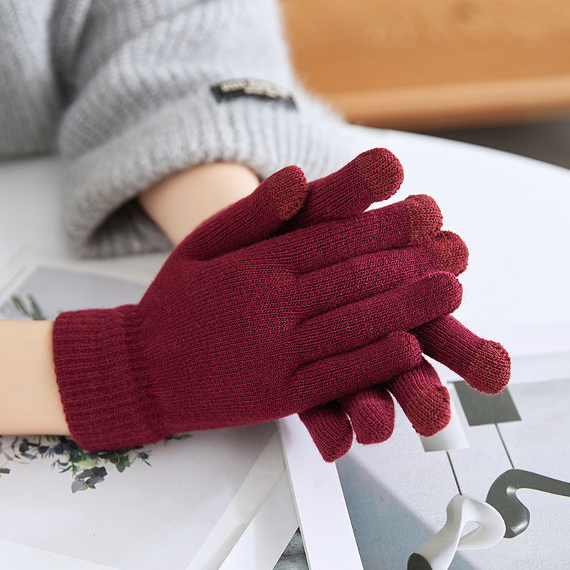 Wholesale Winter Solid Colors Acrylic Velvet Thickened Touch Screen Gloves